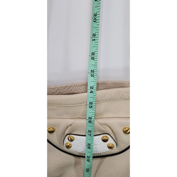 B. Makowsky Beige & Black Leather Crossbody Bag Purse - Picture 5 of 10